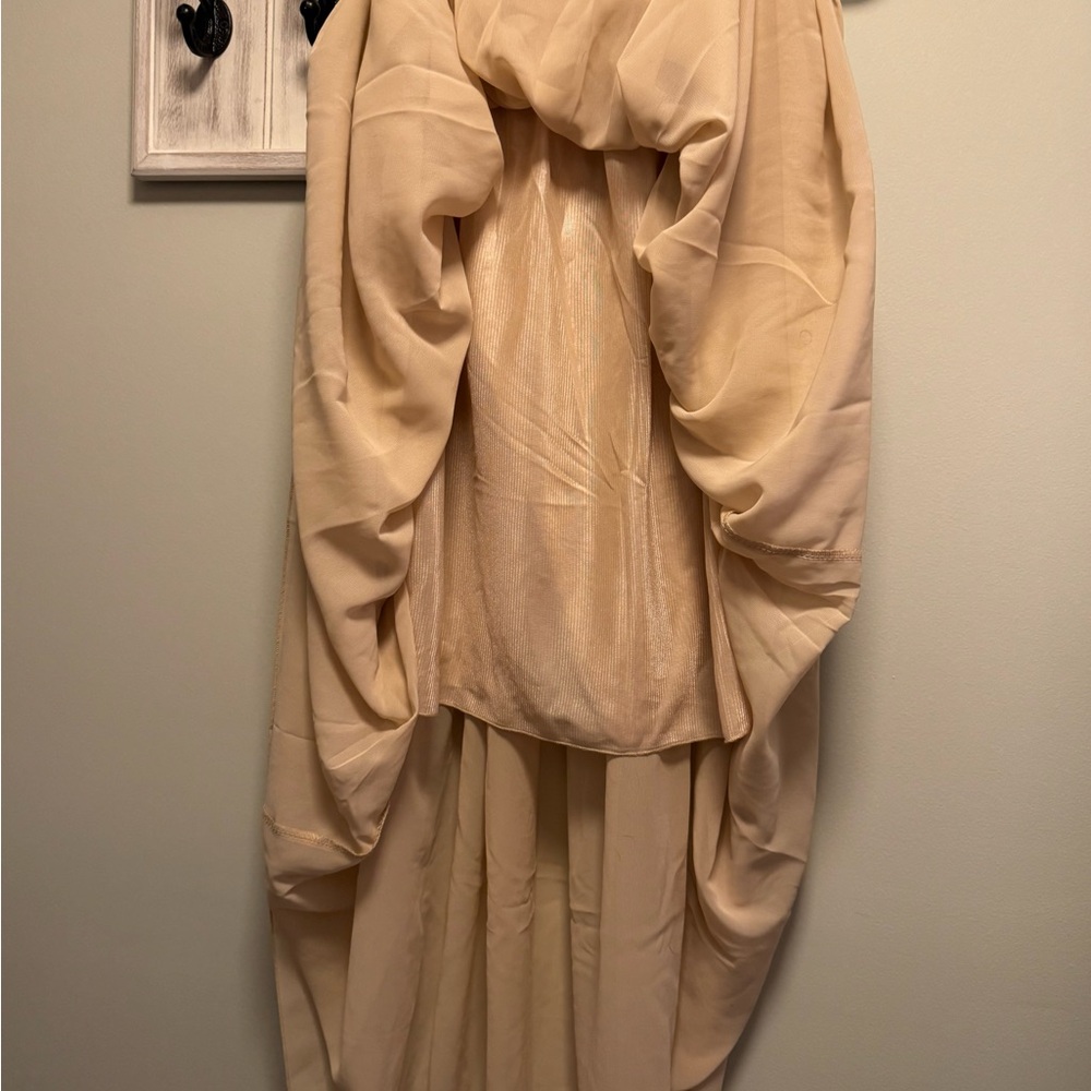 Women's Chiffon Maxi Skirt - Beige Elastic Waist - Picture 3 of 3